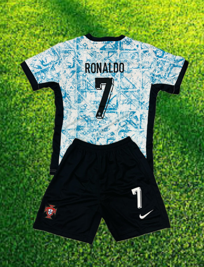 Youth Christiano Ronaldo Portugal Blue Jersey + Short Set