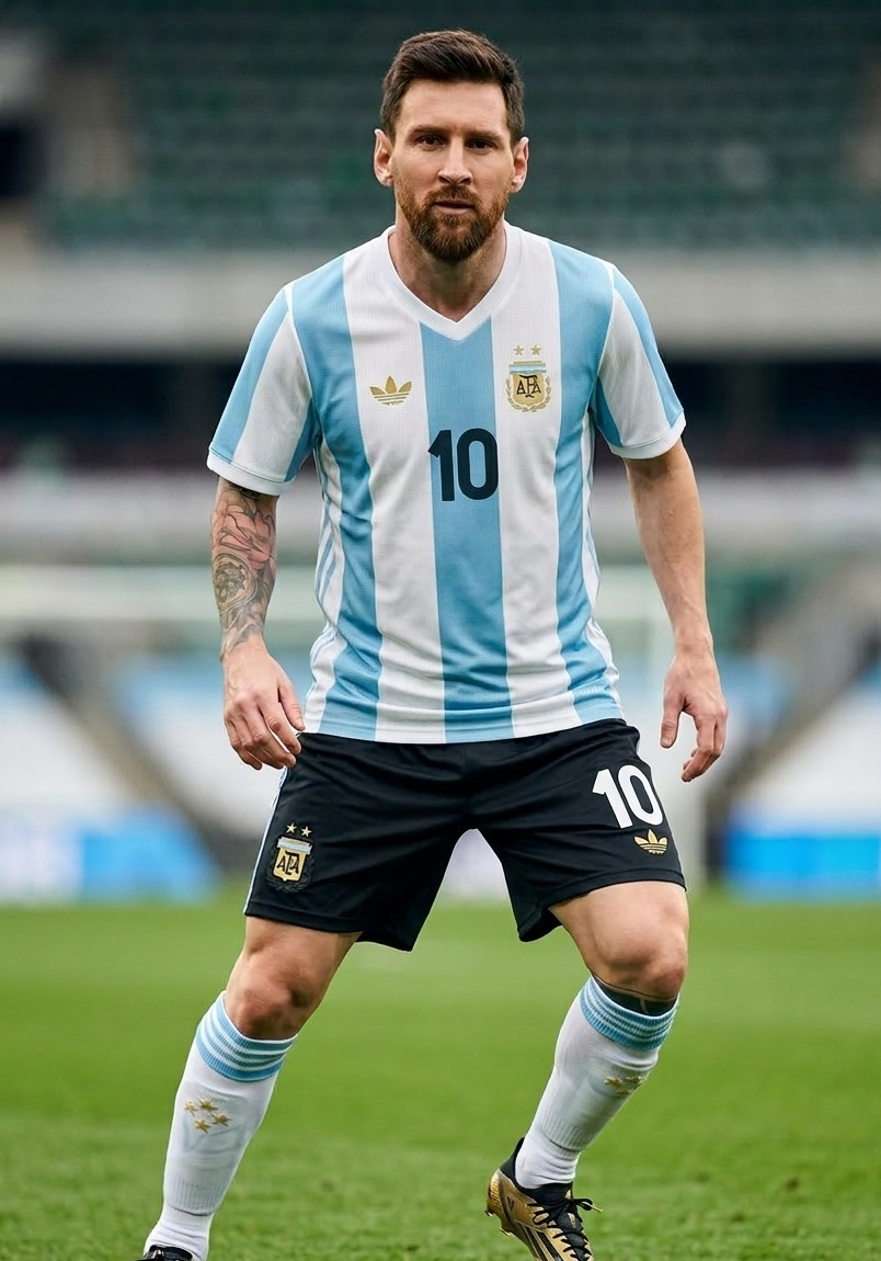 Youth Messi Retro Argentina Jersey Kit (Jersey+Shorts)