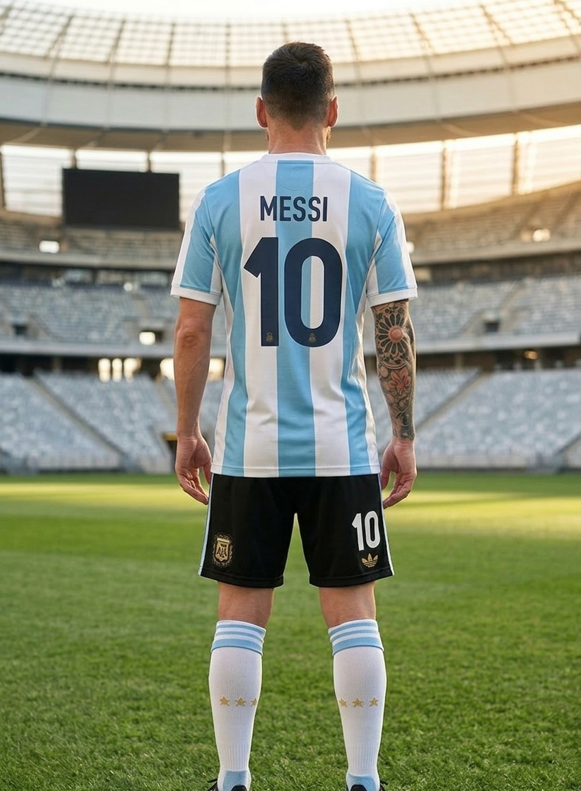 Youth Messi Retro Argentina Jersey Kit (Jersey+Shorts)
