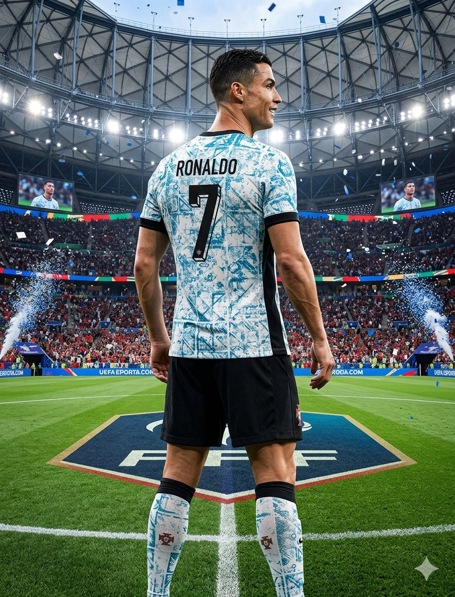 Youth Christiano Ronaldo Portugal Blue Jersey + Short Set