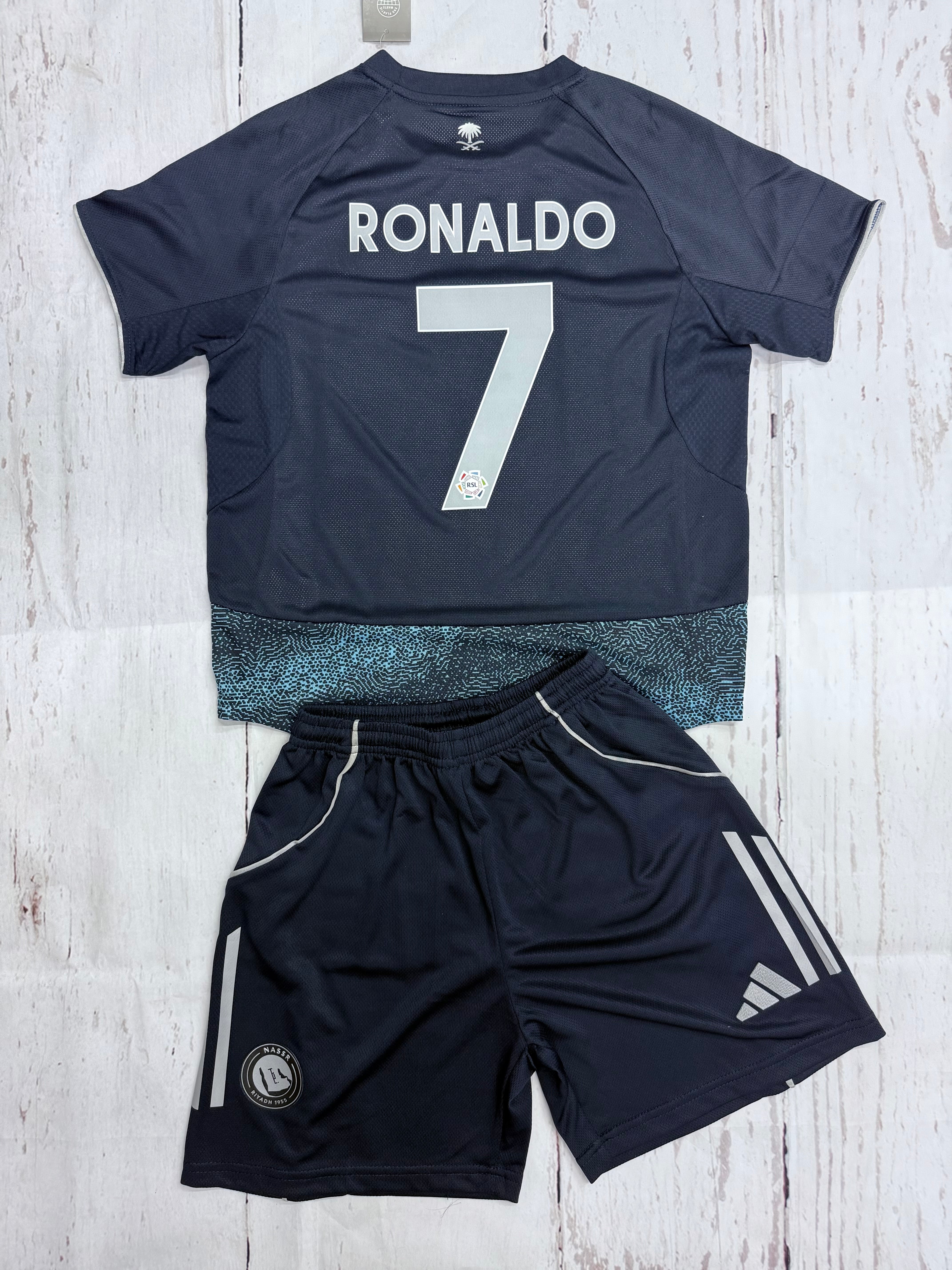 Kids Ronaldo jersey navy 26’ youth soccer kits
