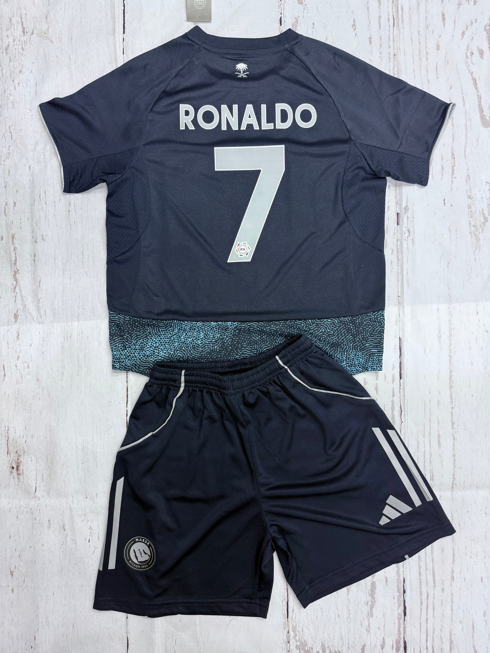Kids Ronaldo jersey navy 26’ youth soccer kits
