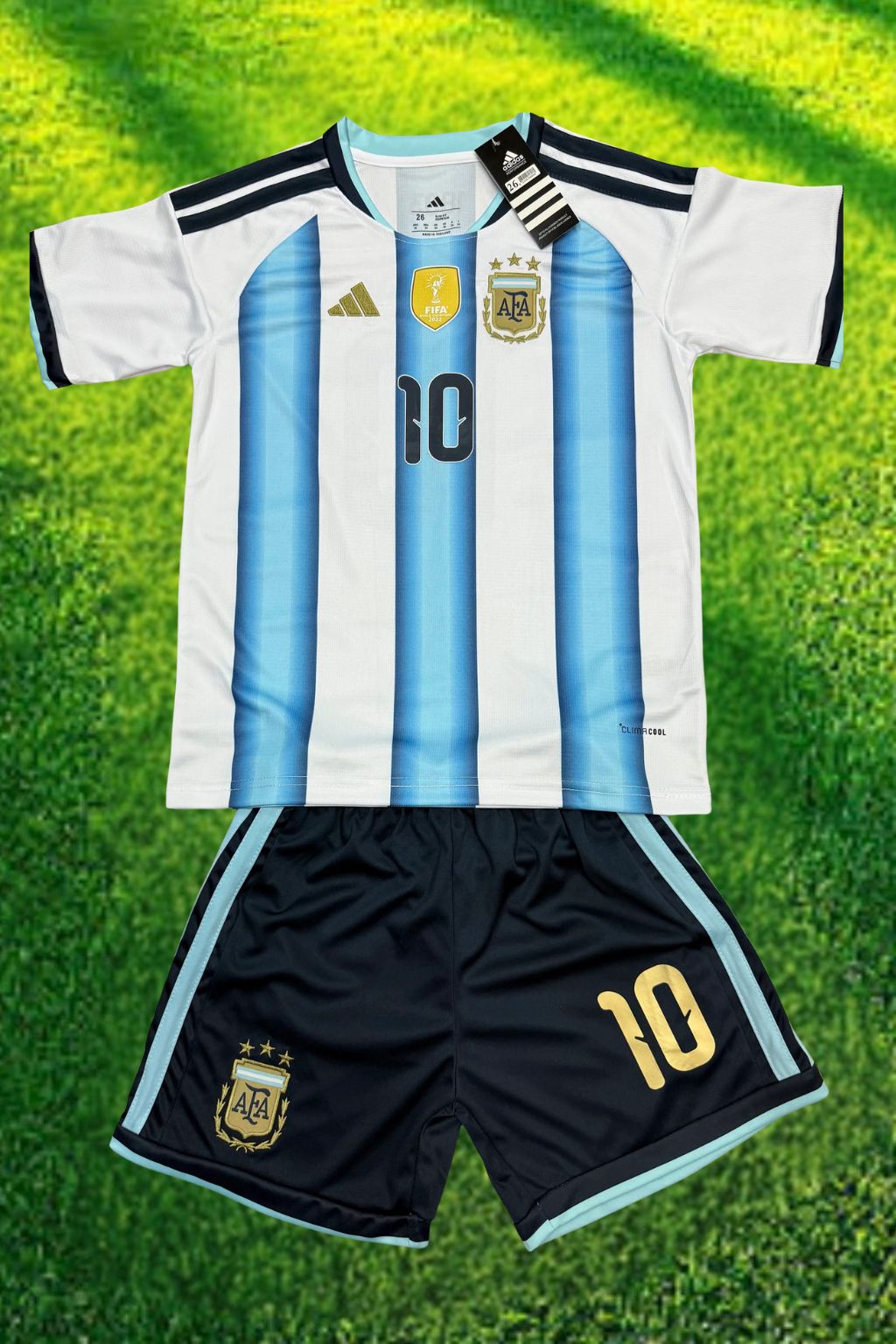 Youth Messi Argentina Jersey 26’ Kit (Jersey+Shorts) Kids Set