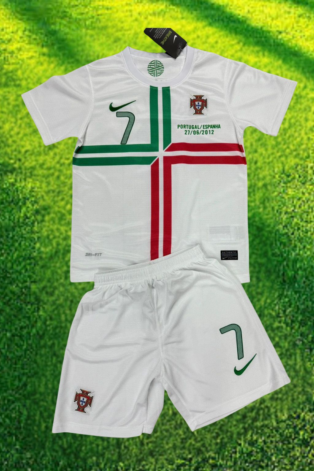 Youth Ronaldo Jersey Retro Portugal 12’ Kit Kids Soccer Sets (Jersey+Shorts)