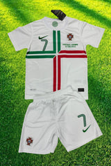 Youth Ronaldo Jersey Retro Portugal 12’ Kit Kids Soccer Sets (Jersey+Shorts)