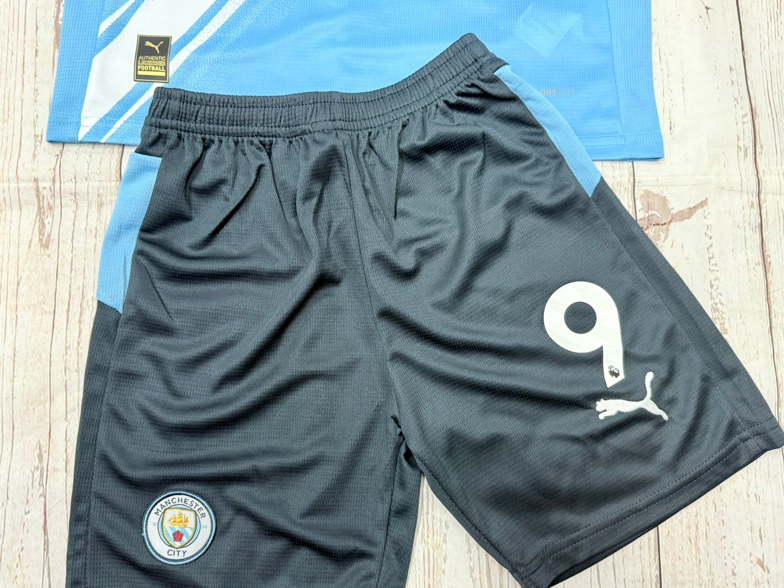 Youth Haaland Jersey Blue 25’ Man City Kit Kids Soccer Sets (Jersey+Shorts)