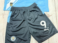 Youth Haaland Jersey Blue 25’ Man City Kit Kids Soccer Sets (Jersey+Shorts)