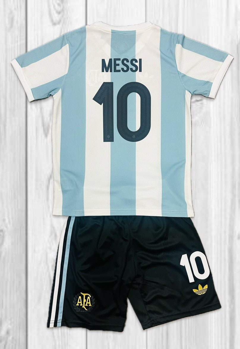 Messi #10 Youth Soccer Jersey + Short Kit Argentina Anniversary Edition MEDIUM