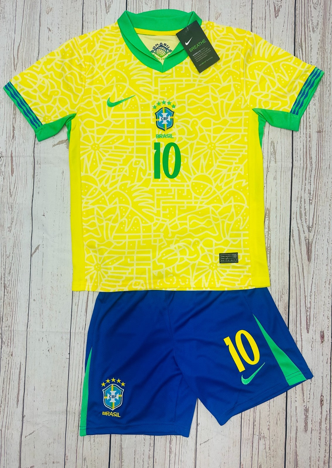 Neymar Jr YOUTH Brazil Jersey + Short Set Kids Soccer Kits (XS, SM, MED, LG)