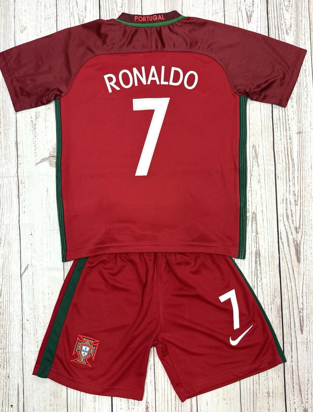 Portugal Ronaldo #7 Youth Jersey Kids Kit Jersey & Short Set - MEDIUM (26)