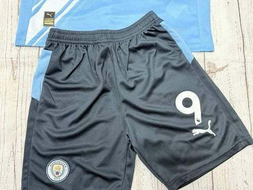 Youth Haaland Man City Blue 25-26 Kit (Jersey & Short Set)