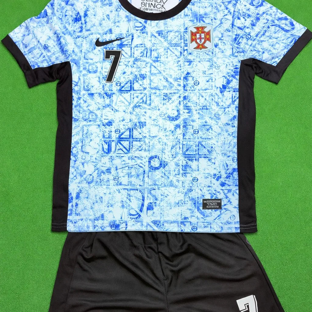 Youth Ronaldo Blue Portugal Nike Jersey Kit (Jersey+Shorts)
