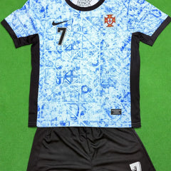 Youth Ronaldo Blue Portugal Nike Jersey Kit (Jersey+Shorts)